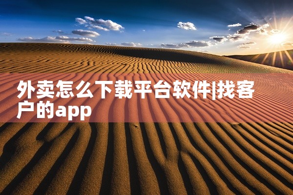 外卖怎么下载平台软件