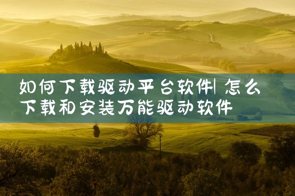 如何下载驱动平台软件